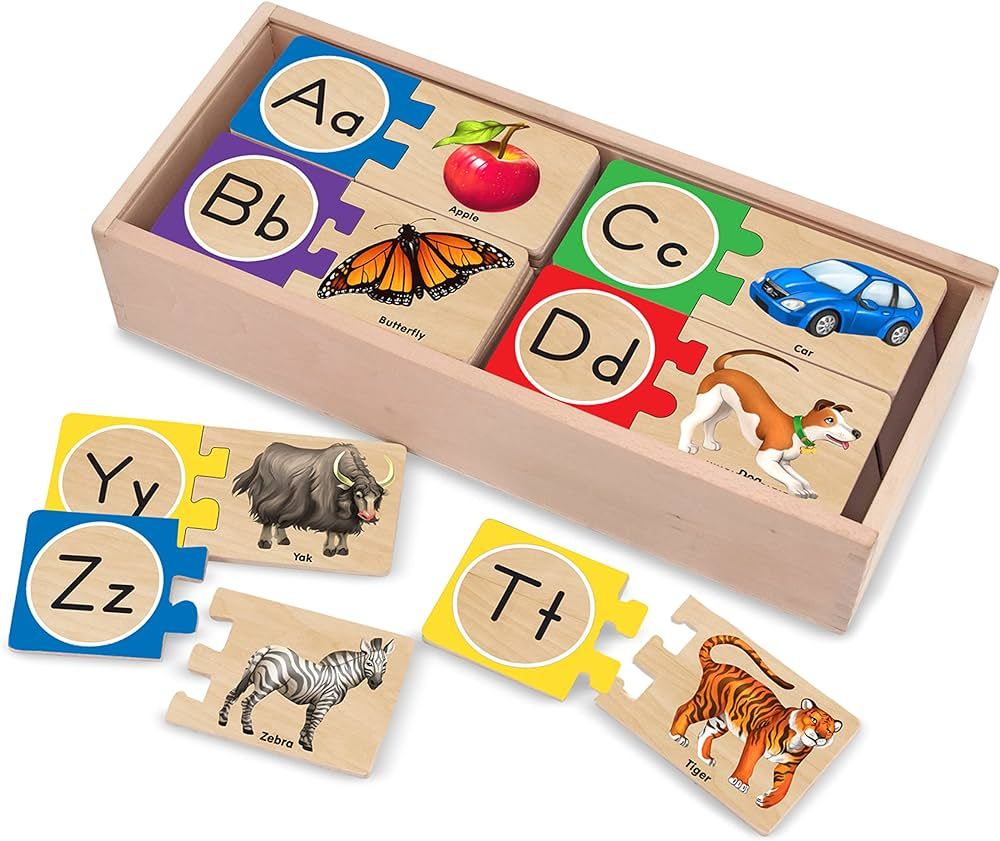 Melissa & Doug Self-Correcting Alphabet Wooden Puzzles With Storage Box (52 pcs) - ABC Puzzles, W... | Amazon (US)