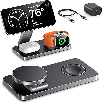 EXW Foldable 3-in-1 Wireless Charging Station for Apple Devices | Amazon (CA)