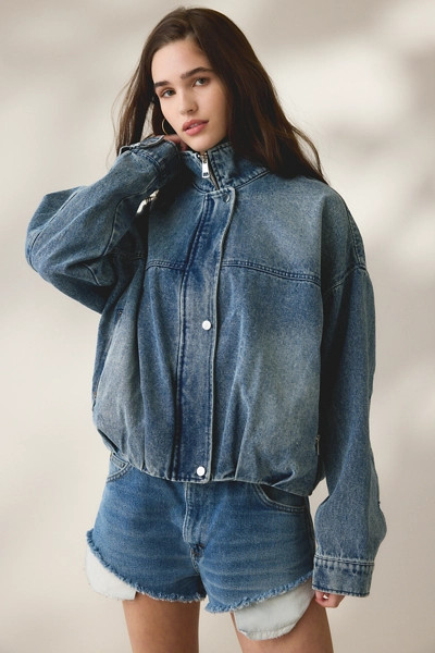 UO Jenni Oversized Denim Bomber Jacket | Urban Outfitters (US and RoW)