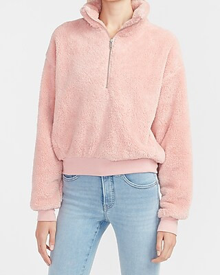 Cozy Fleece Quarter Zip Sweatshirt | Express