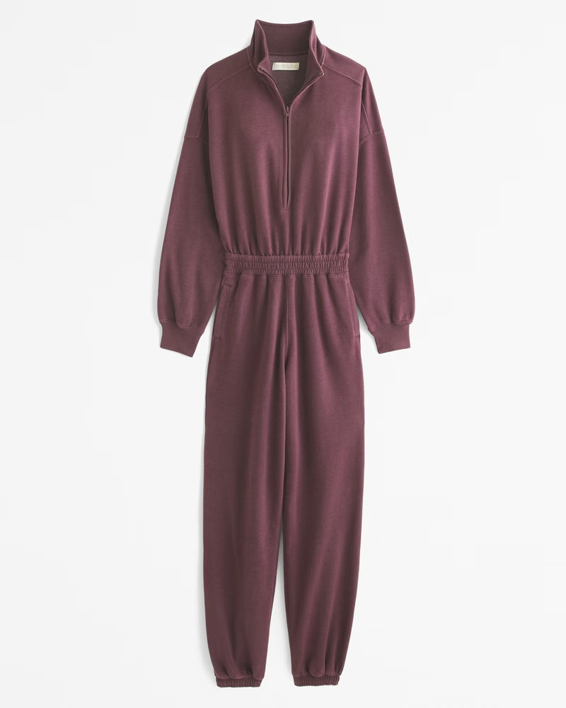 Long-Sleeve Half-Zip Fleece Jumpsuit | Abercrombie & Fitch (US)