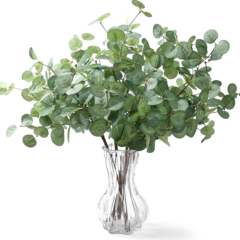 SITUMEIZI 6 Pcs Artificial Eucalyptus Stems 24" Tall Faux Ecualyptus Leaves Fake Greenery Stems P... | Amazon (US)