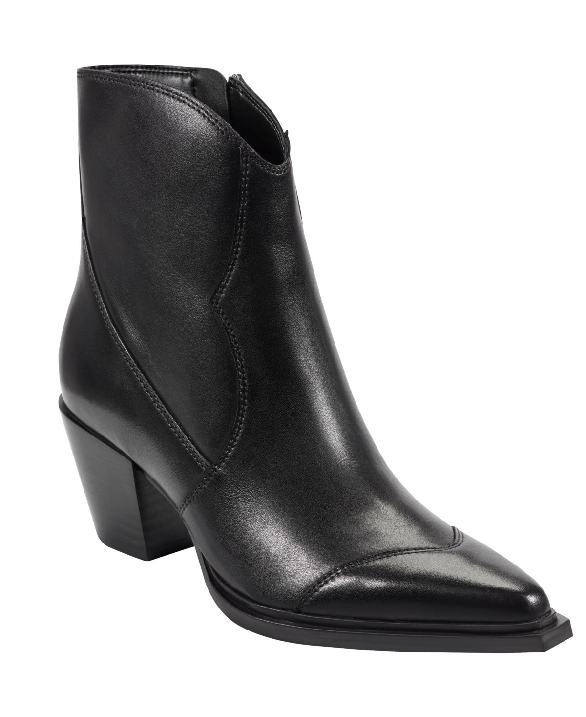 Marc Fisher Ltd Women's Giulie Western Block Heel Booties - Black Leather | Macy's