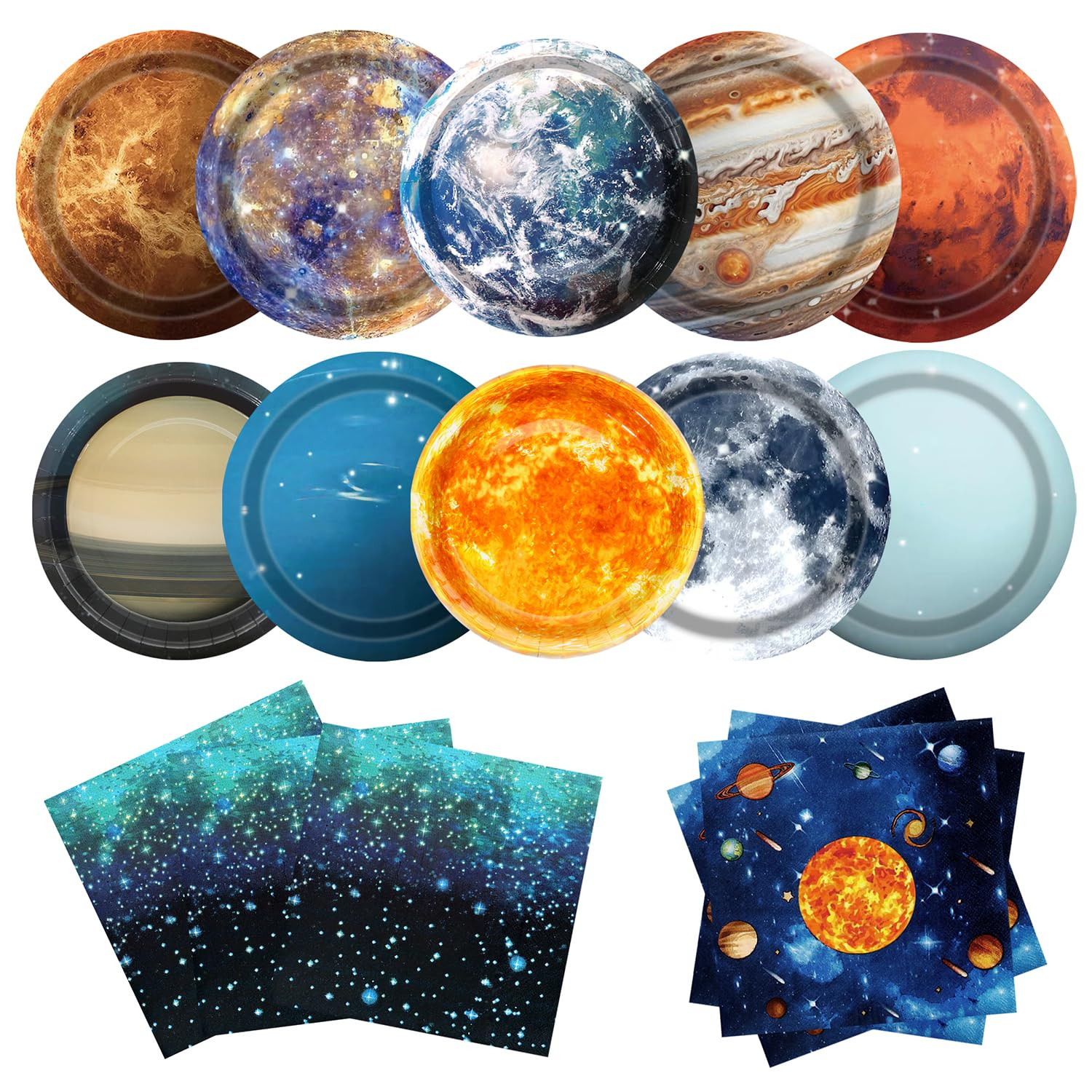 Space Theme Party Decorations 100Pcs Galaxy Planet Outer Space Disposable Plates and Napkins for ... | Amazon (US)