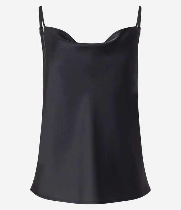 Blusa de Alcinha em Cetim com Decote Degagê Preto | Renner (BR)