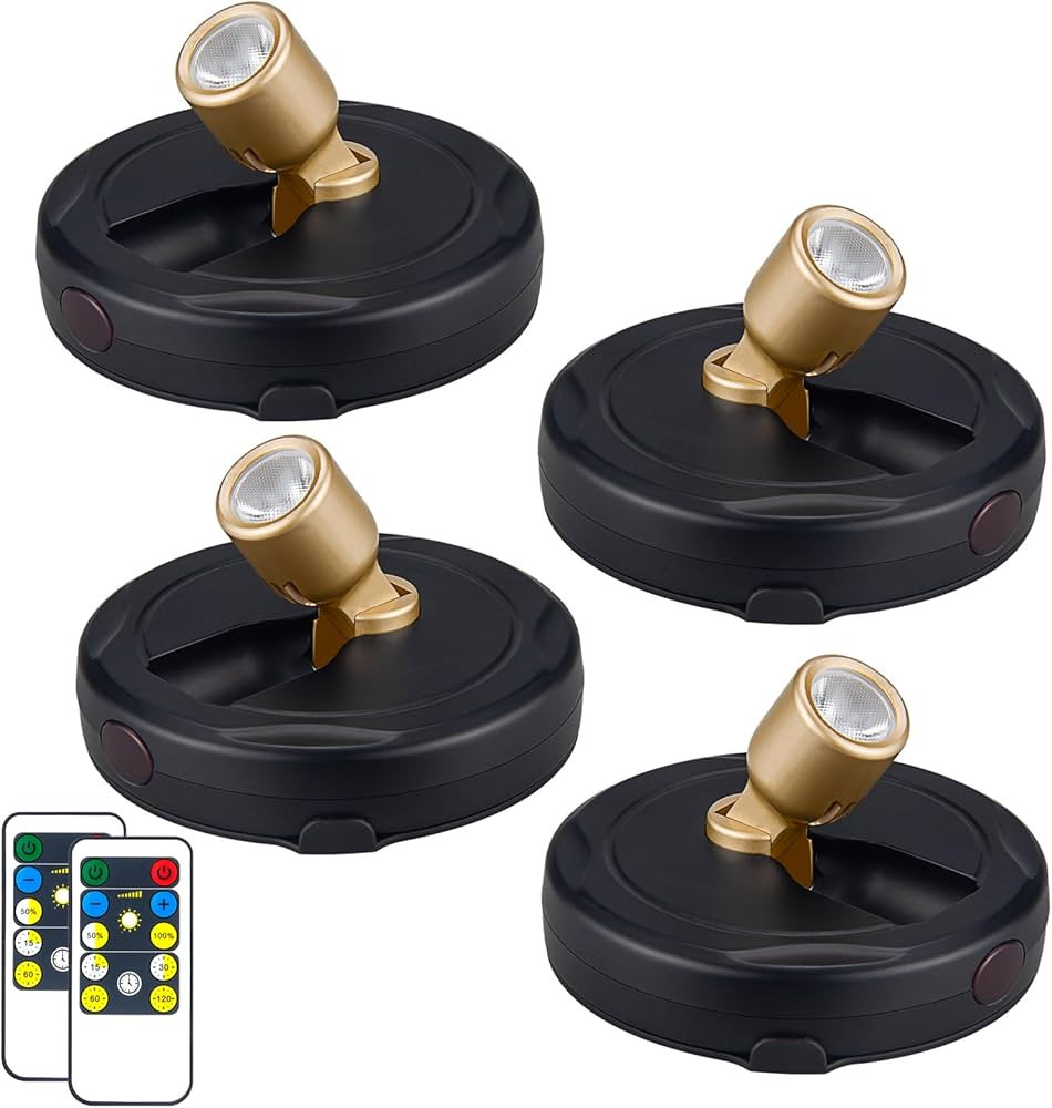 Wireless LED Spotlight, Battery Powered Picture Lights, Uplighting Indoor, Puck Lights with Remot... | Amazon (US)