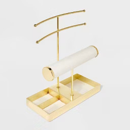 Necklace and Bracelet Standing Organizer Jewelry Box - A New Day™ Gold/Cream: Metal Storage for... | Target