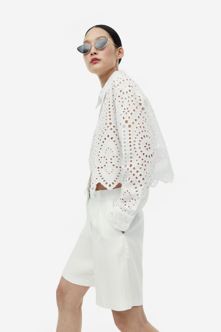 Bermudas de sarga - Crema - MUJER | H&M ES | H&M (FR, IT, ES, PT, BE)