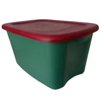 Holiday Living Medium 18-Gallons (72-Quart) Red and Green Tote with Standard Snap Lid | Lowe's