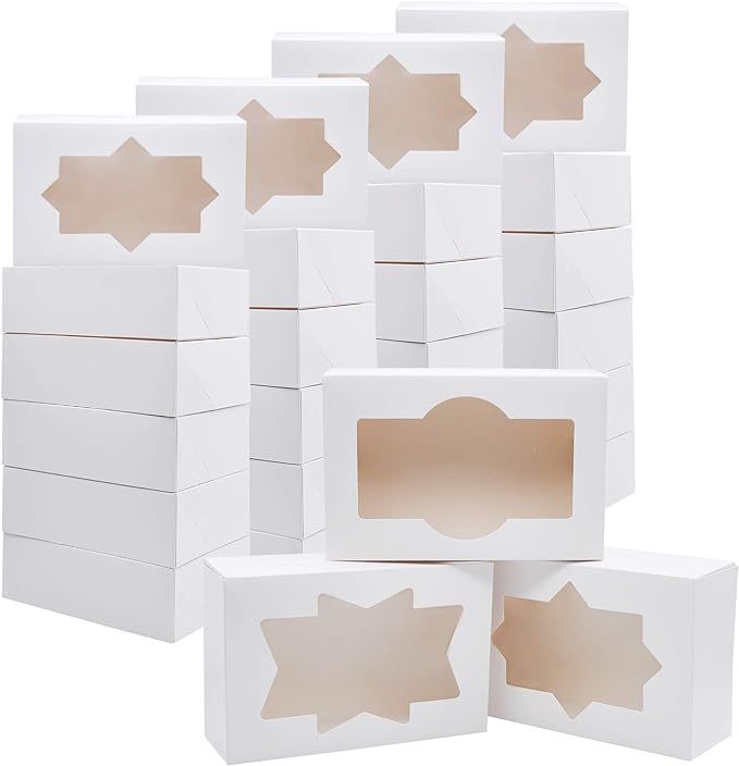 24 PCs Christmas Cookie Bakery Treat Box Set with Window (8.75’’ x 5.75’’ x 2.75’’) f... | Amazon (US)