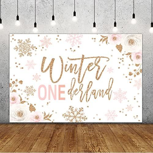 Lofaris Winter Onederland Backdrop Newborn Baby Girl's 1st First Christmas Holiday Birthday Party... | Amazon (US)