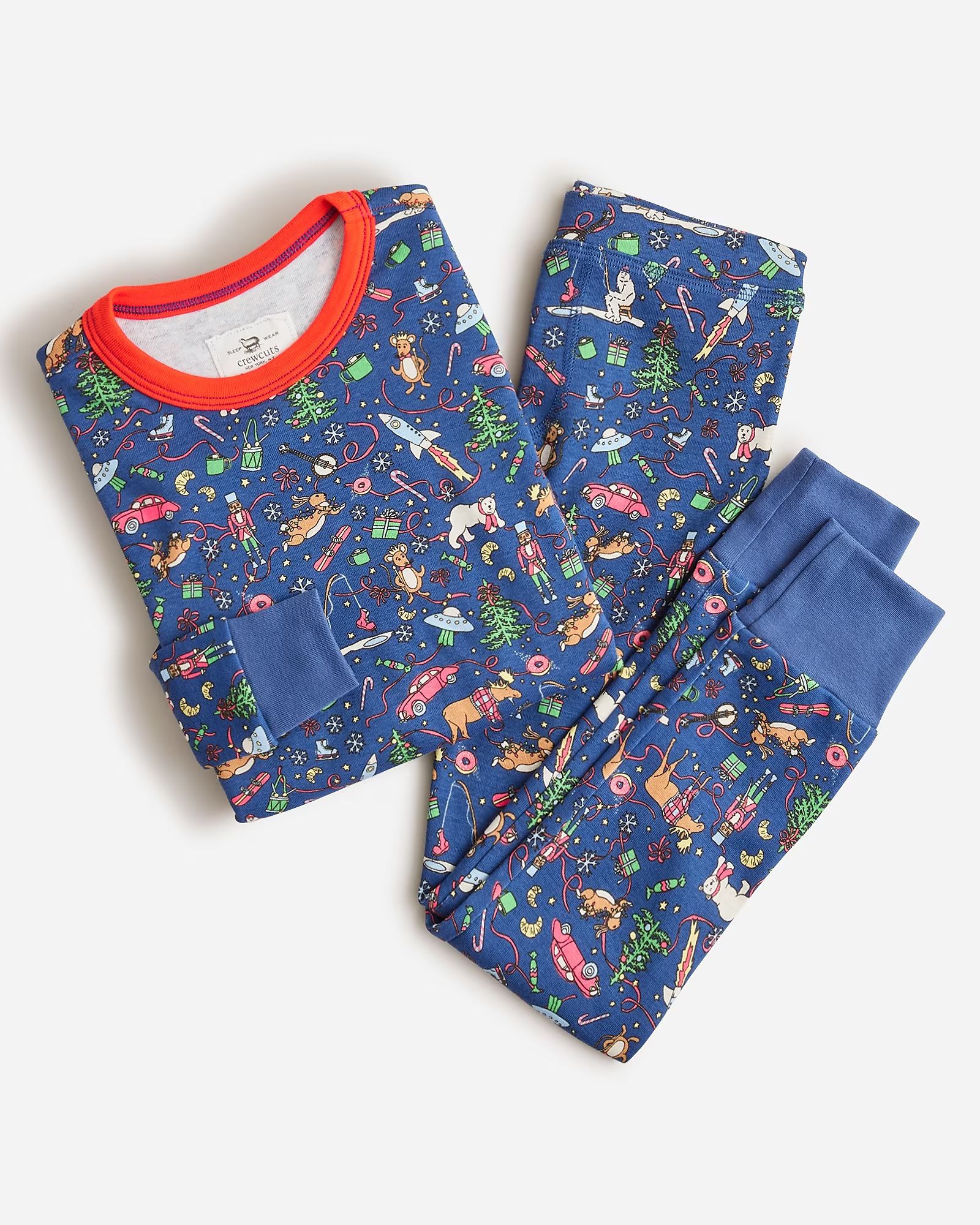 Kids' long-sleeve pajama set in prints | J.Crew US