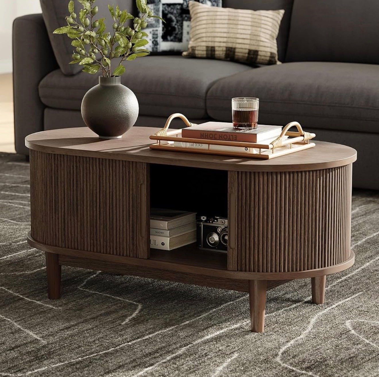 Mid Century Modern Coffee Table with Sliding Tambour Door, Fluted Accent Center Table with Storage, Oval Small Coffee Table for Living Room, Walnut
Mid Century Modern, Fluted Accent, with Storage, Oval #coffeetable #livingroomfurniture

#LTKHome