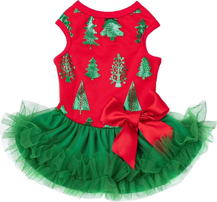 Fitwarm Christmas Tree Dog Tulle Dress, Christmas Clothes for Small Dogs Girl, Holiday Pet Outfit... | Amazon (US)