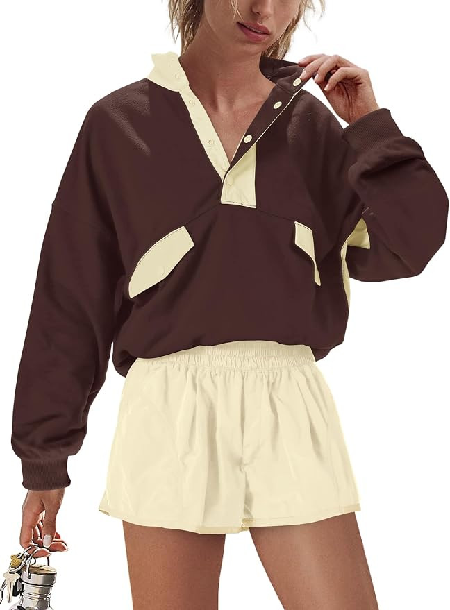 LAMISSCHE Womens 2 Piece Sweat Sets Activewear Sweatshirt and Short Set | Relaxed Fit, Pockets, L... | Amazon (US)