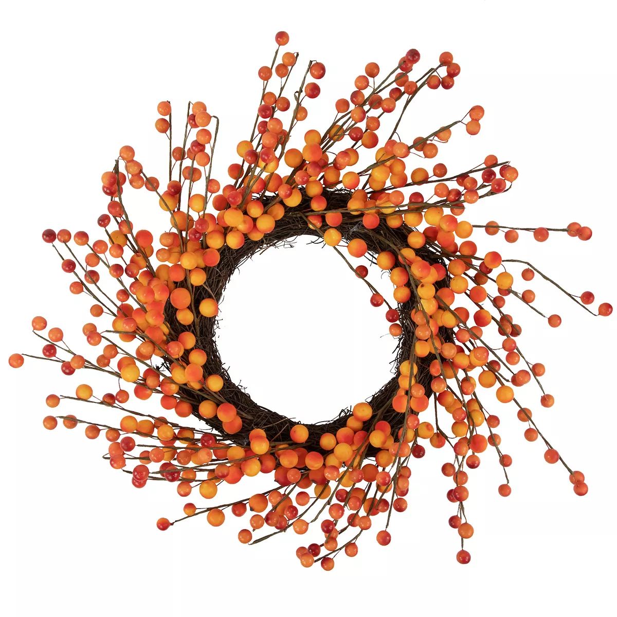 14" Orange and Red Berry Artifical Fall Harvest Twig Wreath  14-Inch  Unlit | Kohl's
