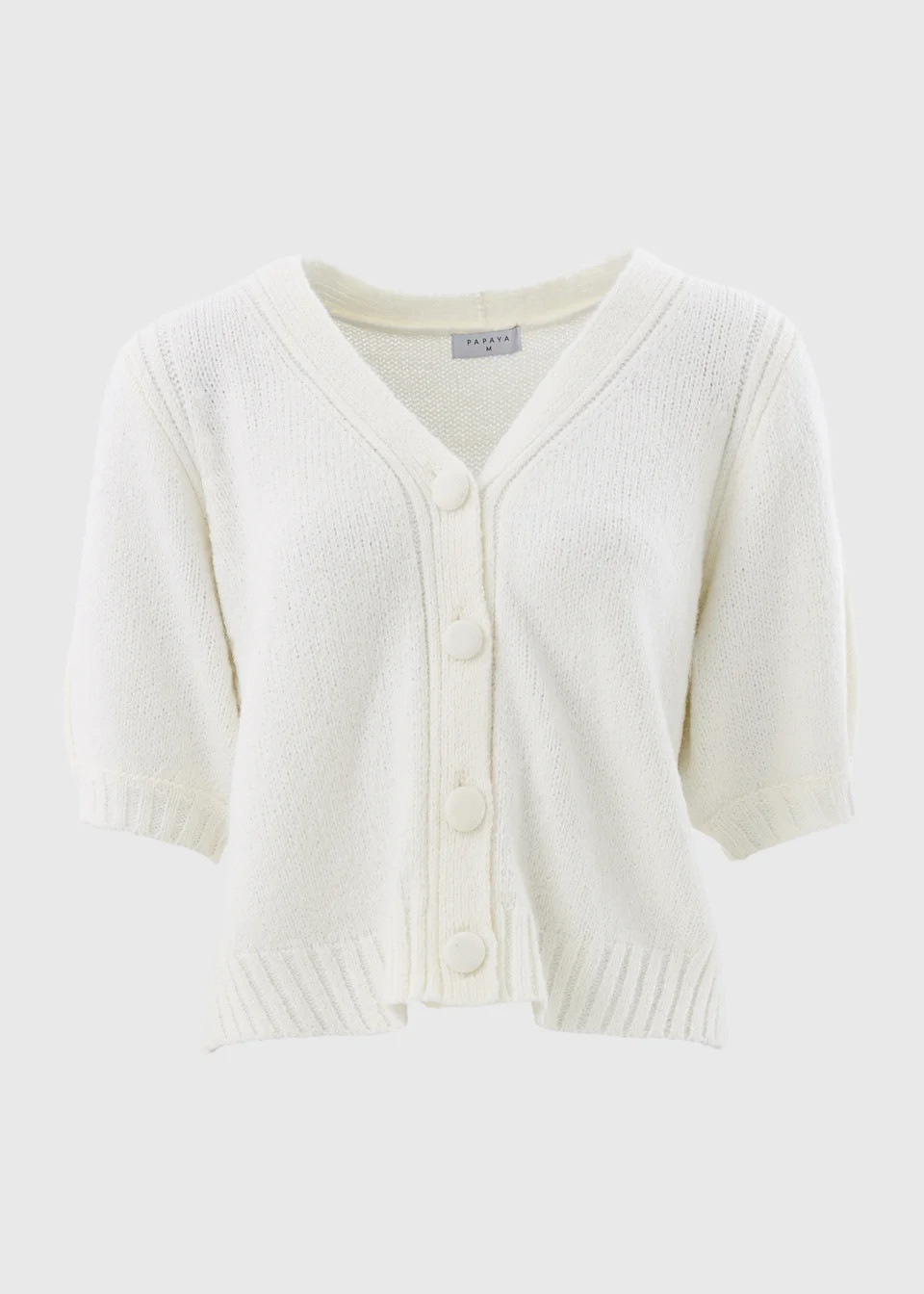 Cream Knit Puff Sleeve Cardigan | Matalan (UK)