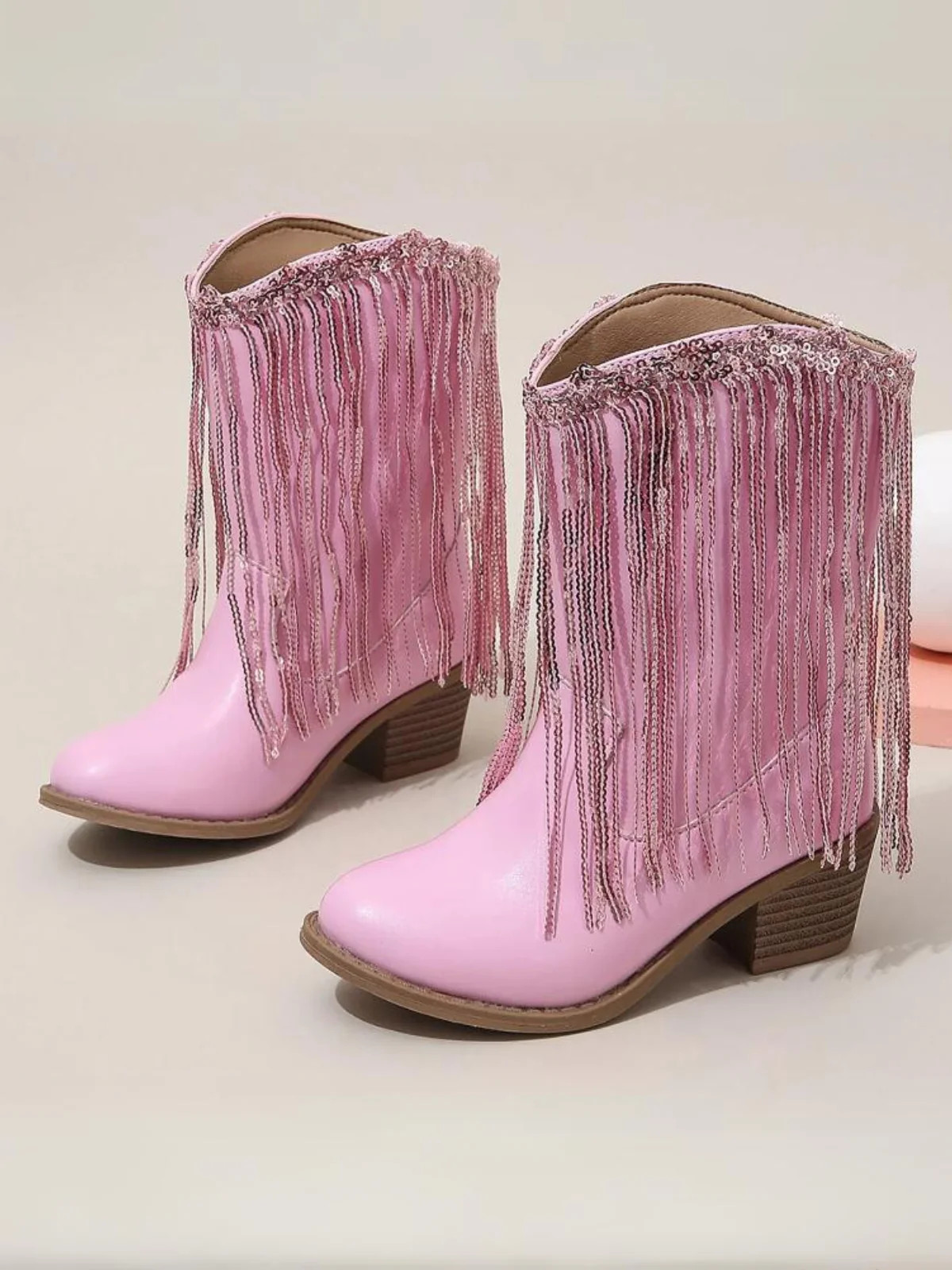 Blushing Rodeo Pink Fringe Cowboy Boots By Liv and Mia Pink / 11.5 | Mia Belle Girls