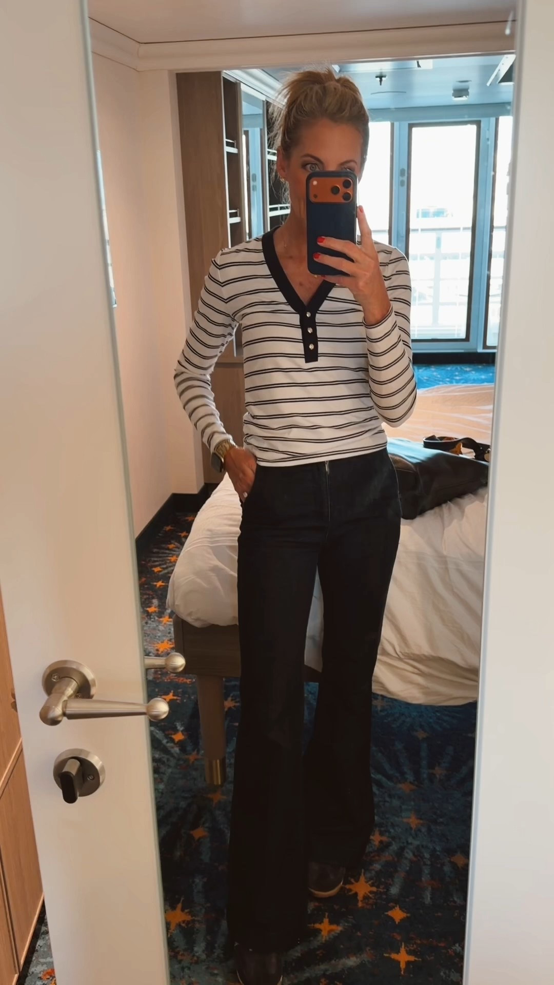 Travel OOTD. Walmart top less than. $15 and Walmart jeans less than $30 