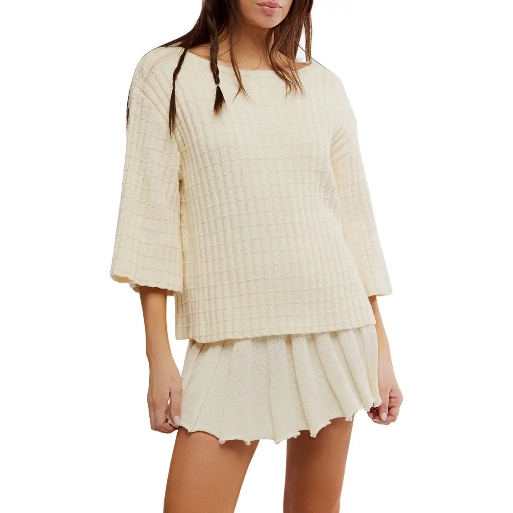 Free People Kenzie Sweater & Shorts Set in Natural at Nordstrom, Size Medium | Nordstrom