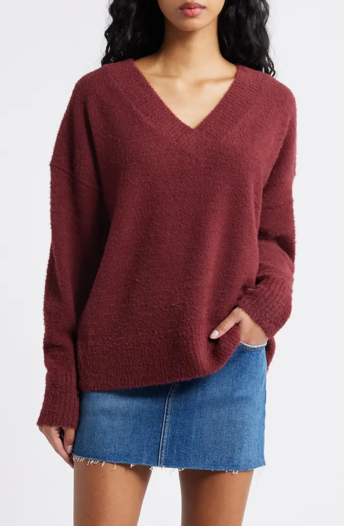Fuzzy V-Neck Sweater | Nordstrom