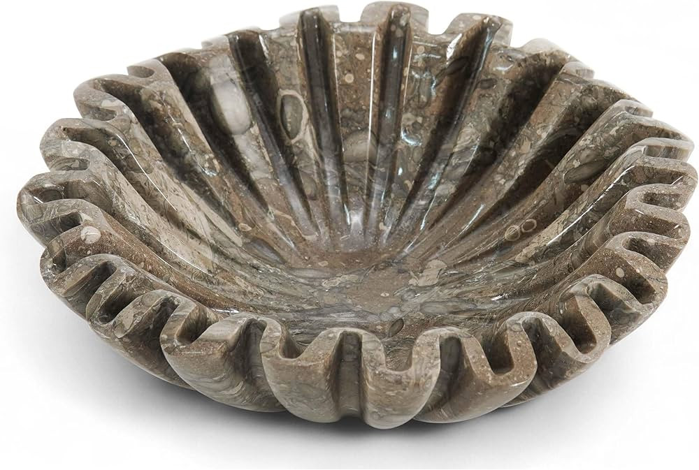 Marble Ruffle Bowl 8 Inch Oceanic Stone Large Decorative Fruit Bowl for Kitchen Counter & Dining ... | Amazon (US)