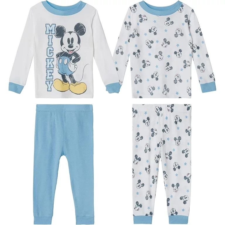 Disney Baby Boys' Mickey Mouse 4-Piece Snug Fit Cotton Pajamas | Walmart (US)