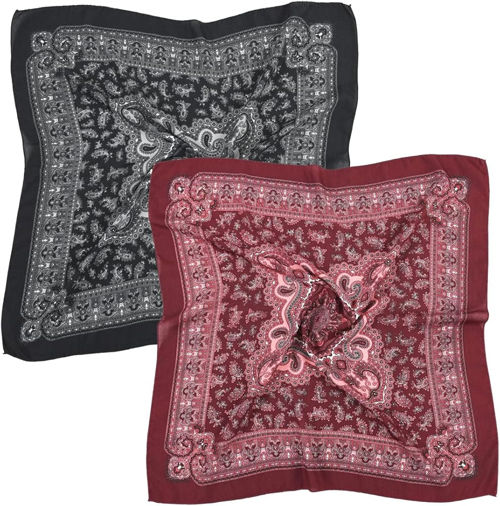 K-Elewon 27.5” Women Medium Square Scarf Head Scarf- 2PCS Neck Scarf Hair Scarf Head Sleeping W... | Amazon (US)