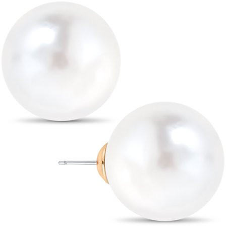 Humble Chic Extra Large Pearl Earrings for Women - Oversized Faux Pearl Studs Huge 18mm | Walmart (US)