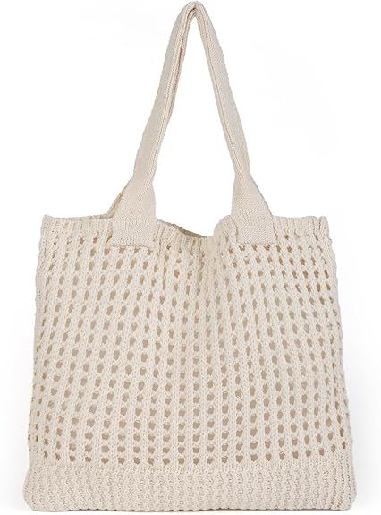 Hobo Knit Mesh Crochet Tote Bag for Women Handmade Woven Bohemian Aesthetic Women's Cute Shoulder... | Amazon (US)
