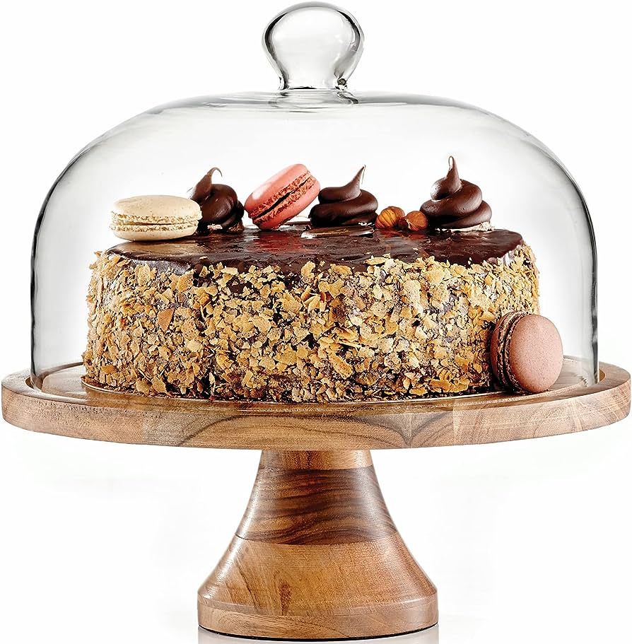 Royalty Art 4-in-1 Cake Stand with Dome, Cheese Board, Covered Platter, and Serving Tray for Past... | Amazon (US)