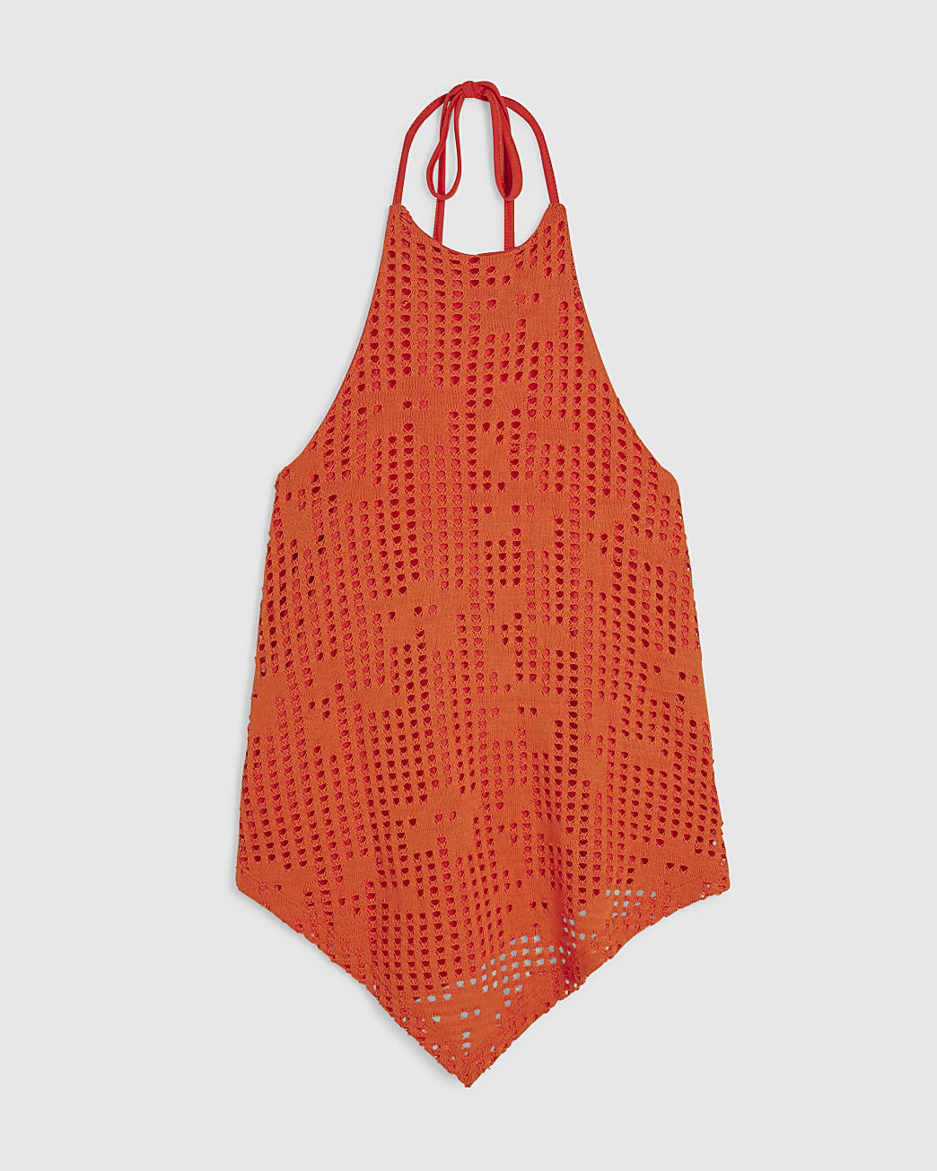 Orange Crochet Halter Top | River Island UK & IE