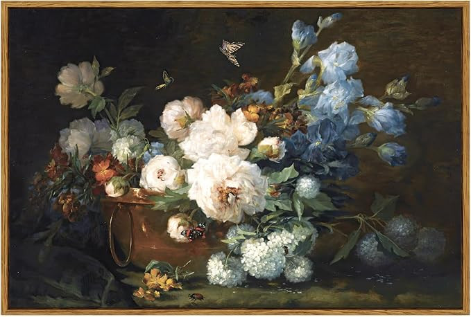 ARPEOTCY Vintage Framed Canvas Wall Art, Bathroom Hydrangea Peonies Floral Pictures Retro Wall De... | Amazon (US)