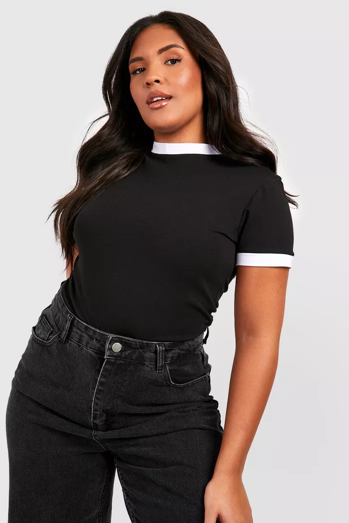Plus Fitted Ringer Edge T-Shirt | boohoo (US & Canada)
