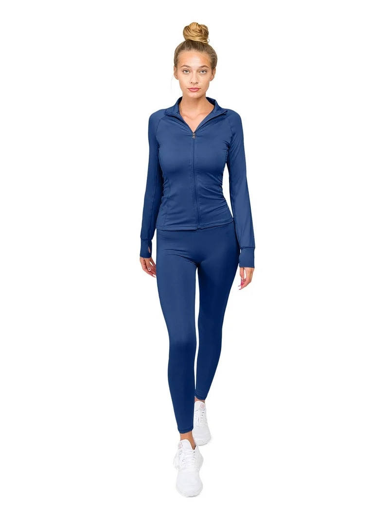 Women's Workout 2 Piece Jogging Tracksuit J1225-P3584 - Navy - Medium | Walmart (US)