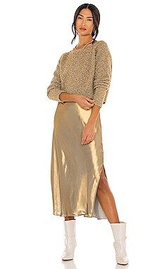 ALLSAINTS Rosetta Tinsel Dress in Gold & Khaki Gold from Revolve.com | Revolve Clothing (Global)