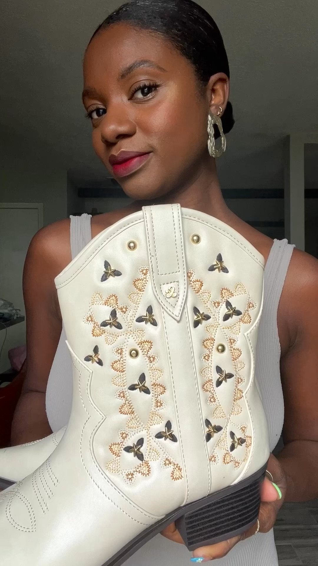 Fall Trend: Prep Chic. White western inspired boots from Walmart are the star! Rust side tie blazer, plaid pleated skirt and a cow print purse. Size up in the skirt  

#LTKunder50 #LTKunder100 #LTKHalloween