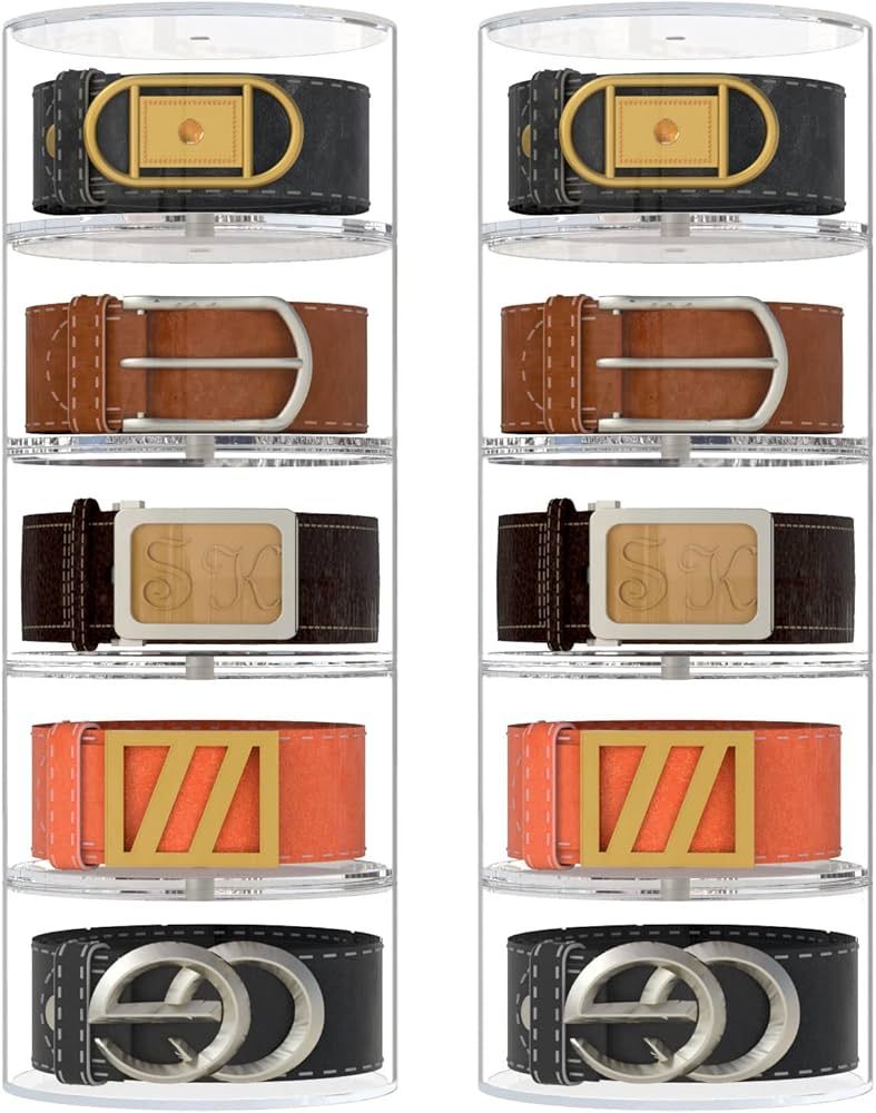 NIUBEE Belt Organizer, Acrylic 10 Layers Belt Case Storage Holder and Display for Accessories lik... | Amazon (US)