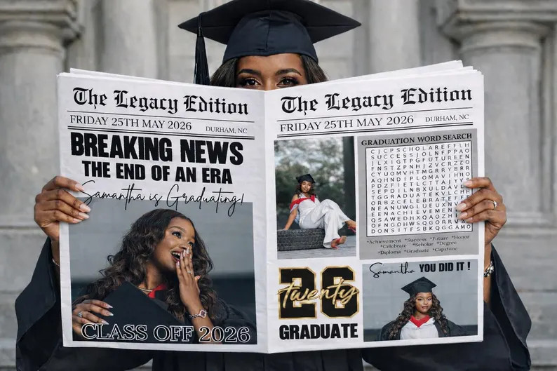 Graduation Newspaper Template | Editable Canva Fake Grad Newspaper | 2026 Senior Party Poster 24x... | Etsy (US)