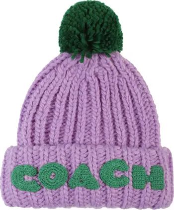 COACH Hand Knit Logo Beanie | Nordstrom | Nordstrom