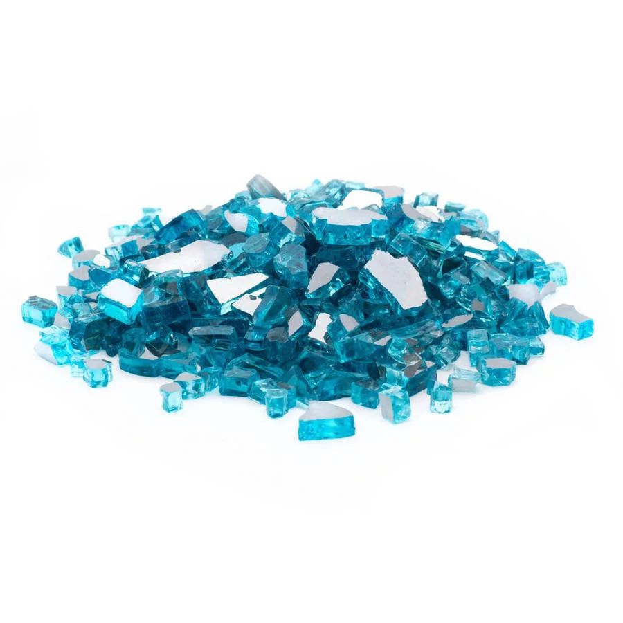 Dragon Glass 10 lb Caribbean Blue Reflective Tempered Fire Glass, 1/2" | Walmart (US)