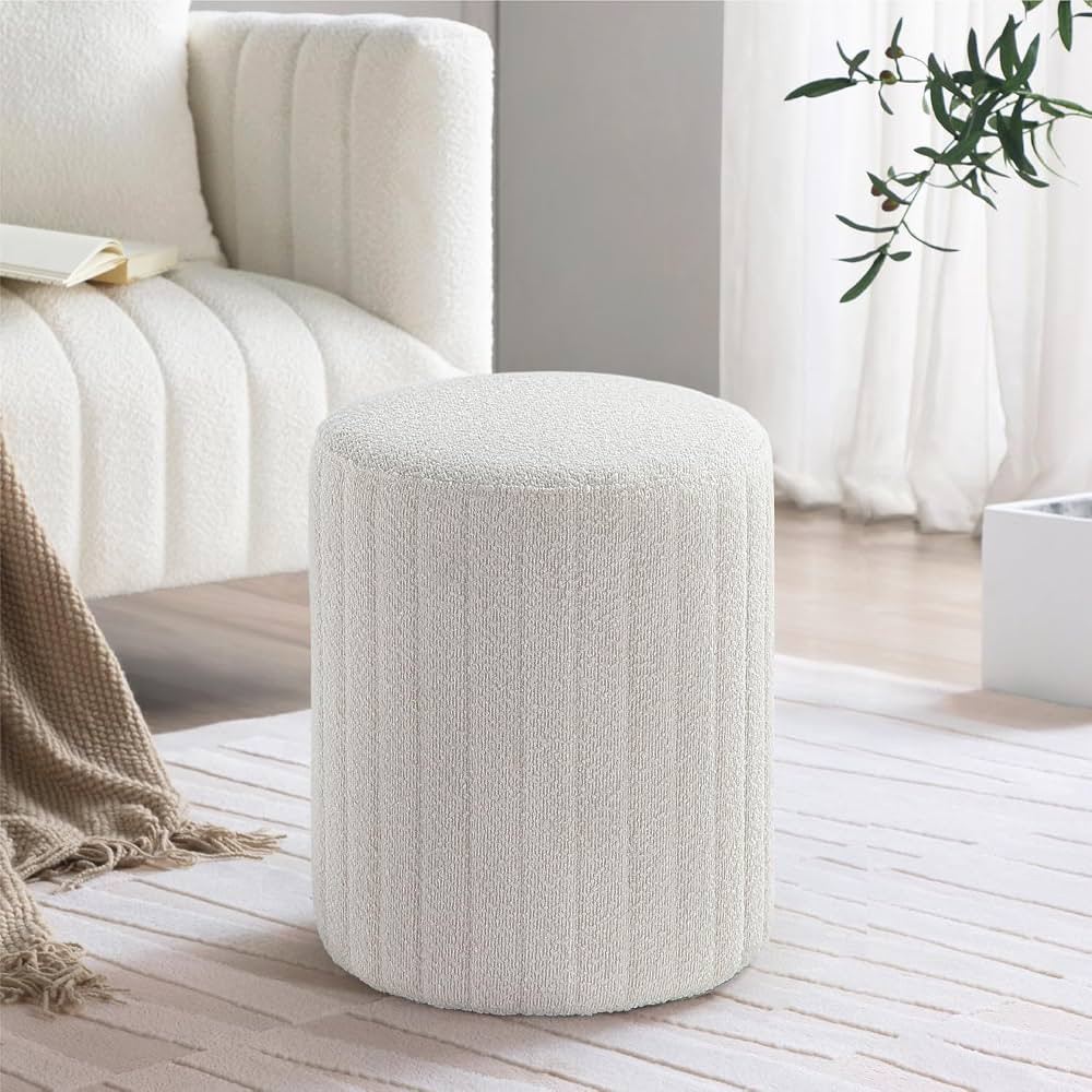 Get Set Style Modern Round Ottoman with Soft Padded Seat, Multifunctional Vanity Chairs for Makeu... | Amazon (US)