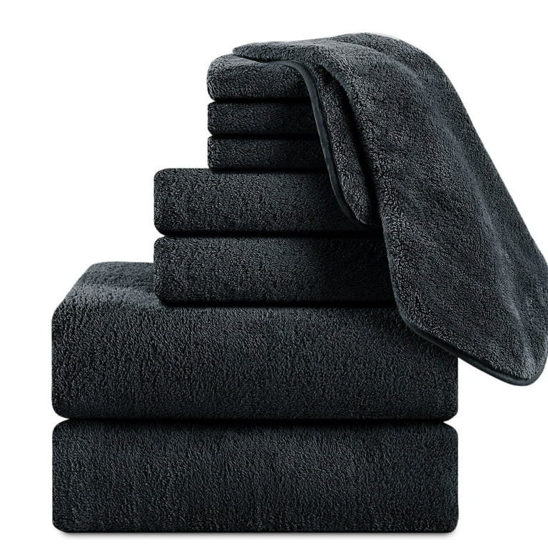 Jessy Home 8 Piece Home Collection Ultra Soft Cozy Towels 700 GSM Black Plush Towel Set | Walmart (US)