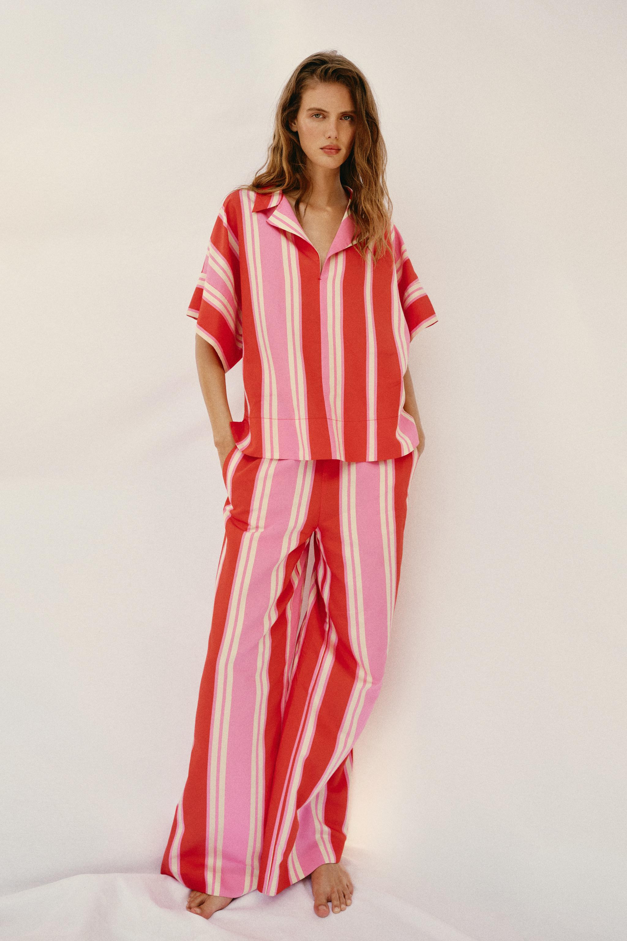 STRIPED WIDE LEG PANTS | Zara Canada