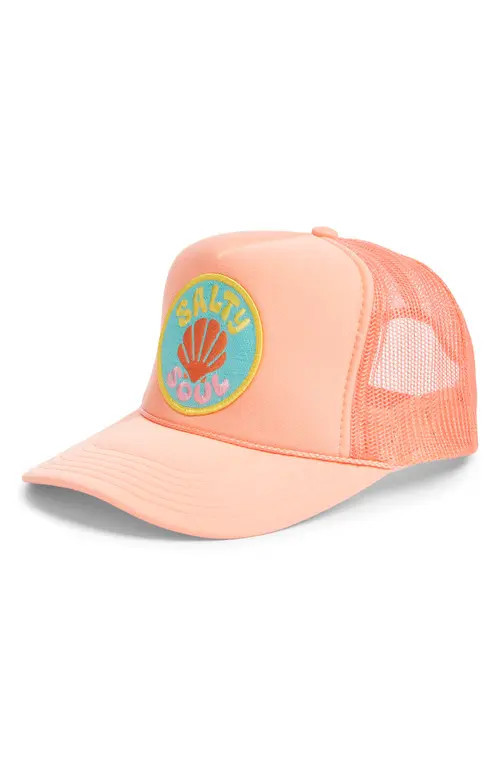 Friday Feelin’ Salty Soul Trucker Hat in Coral at Nordstrom | Nordstrom