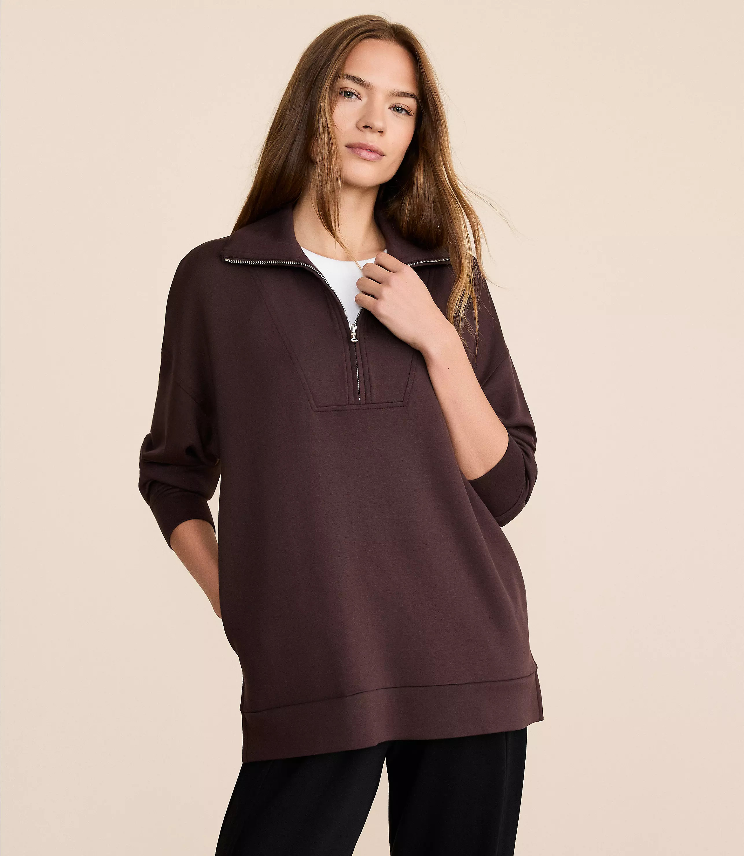 Lou & Grey Scubasoft Half Zip Tunic Top | LOFT