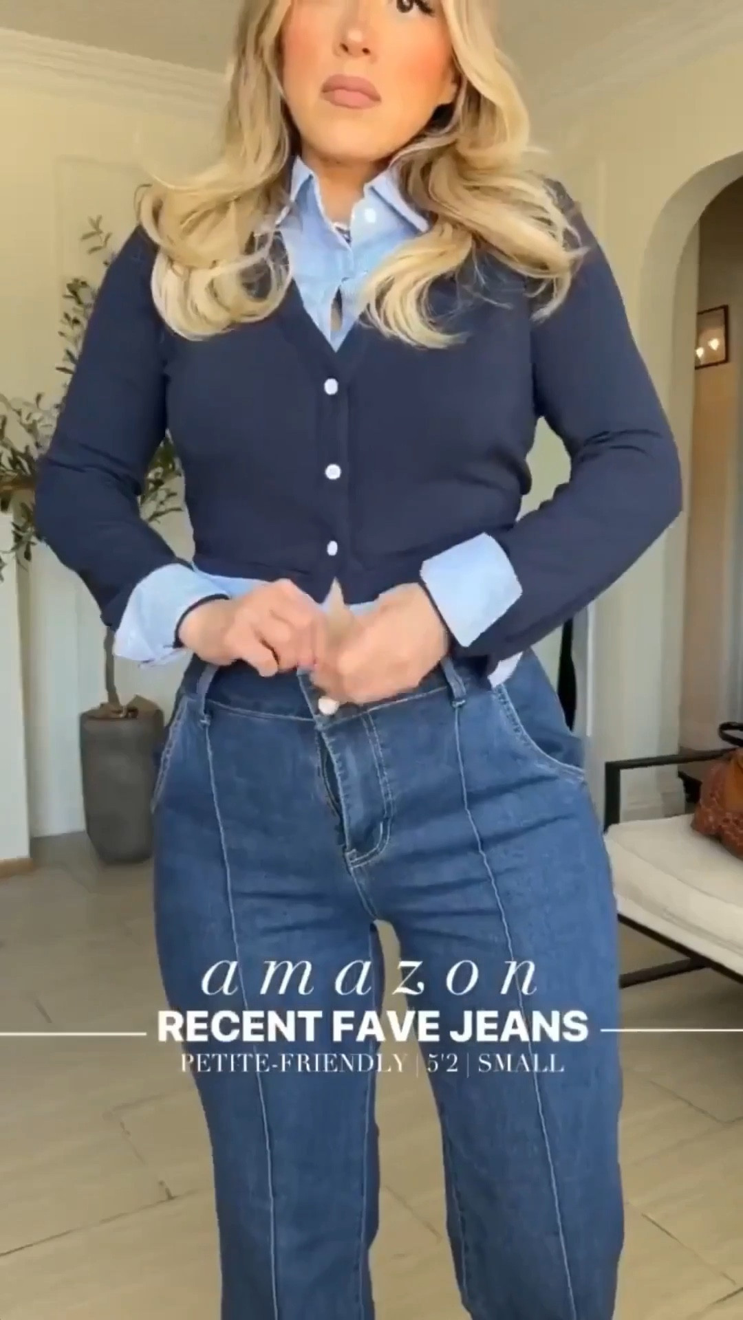 Loving these recent fave JEANS from Amazon 💙☺️ I'm 5'2

✔️Look 1: dark wash jeans with navy top > wearing size 4 in jeans color BLUE | small in top 
✔️Look 2 | medium wash jeans with leopard > wearing size 27 in color DANCE AROUND + small in leopard button up 
✔️Look 3 | baggy jeans with black top > size 29 in 94 baggy jeans | small in top 
✔️Look 4 | cuffed jeanssize 4 jeans in color BLUE 

#LTKU #LTKootd #LTKgrwm