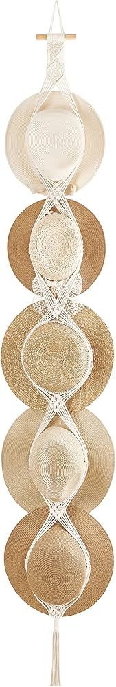 Dahey Macrame Hat Hangers Hat Rack for Wall Cowboy Hat Organizer Hanging Display Hand Weaving Bob... | Amazon (US)