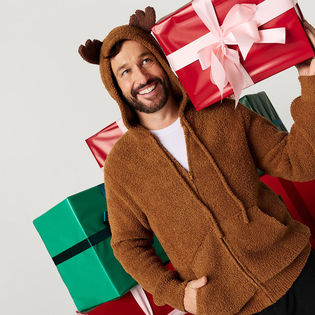 Merry Reindeer Men's Cuddle Zip Jacket | Posh Peanut