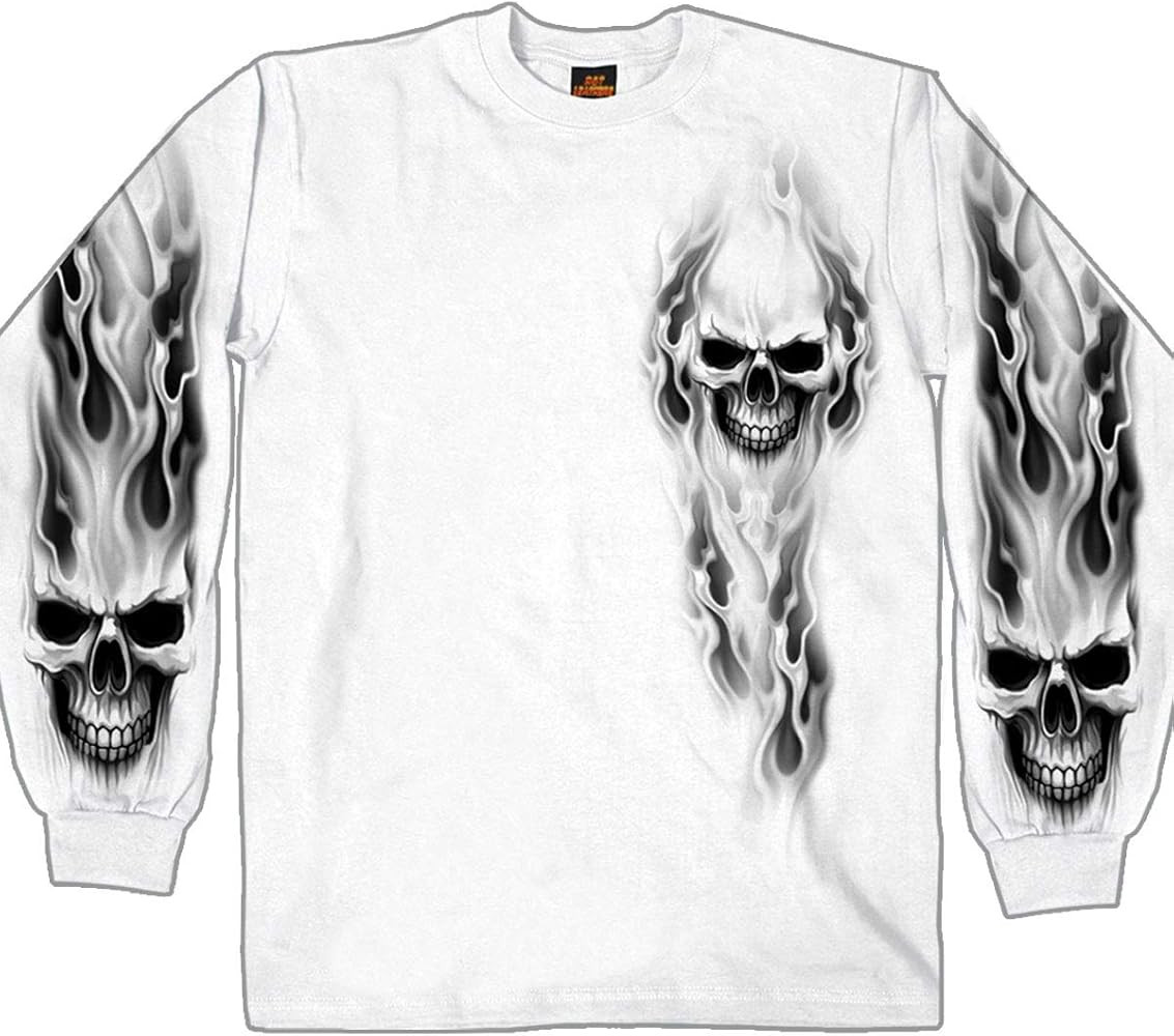 Hot Leathers Men's Ghost Skull Long Sleeve Shirt | Amazon (US)